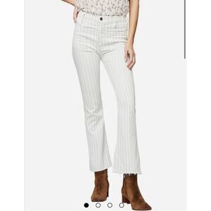 FRAME DENIM LE BARDOT STRIPE CROP FLARE JEANS COURTYARD NAUTICAL‎ SIZE 31 NWOT